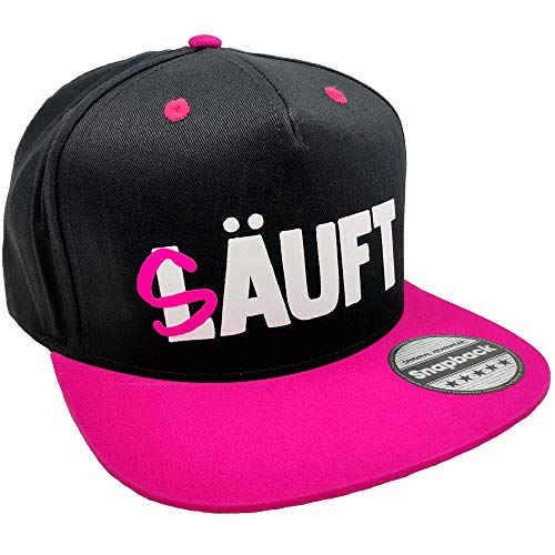 SAUFCOUNTER MARK YOUR DRINKS SÄUFT Snapback (Schwarz/Pink) Saufen Saufi Party Mallorca JGA Herrentag Vatertag Party Strichliste Bier Schnaps Kurze Mische
