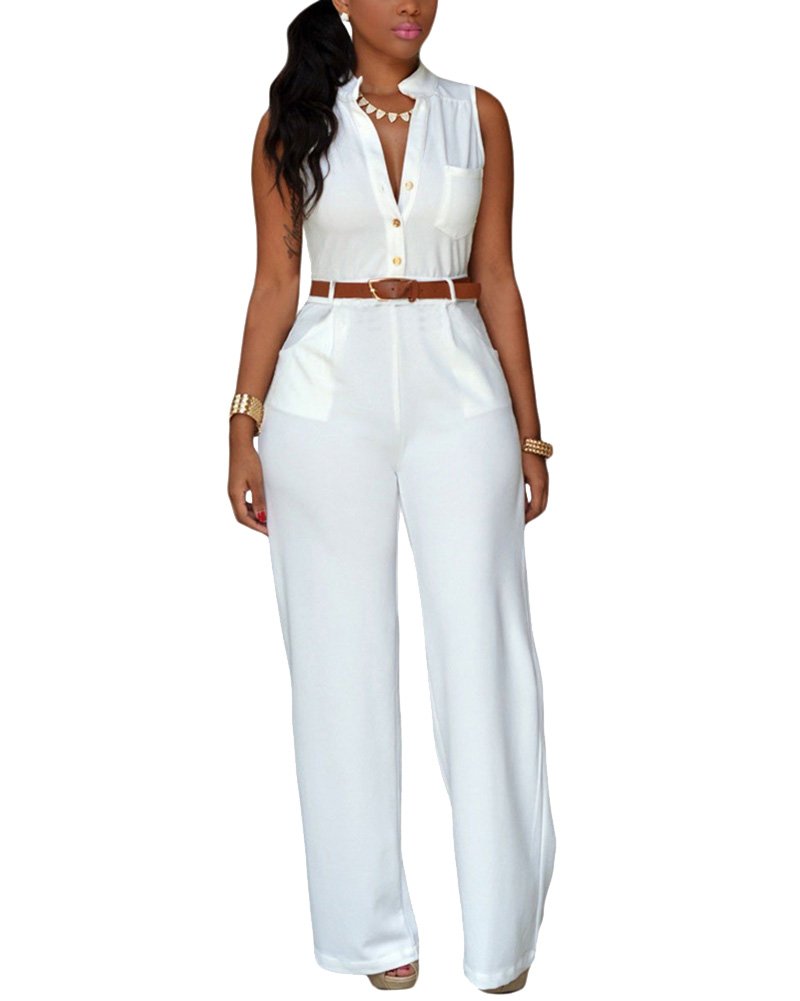 PengGeng Elegante Mono Mujer Ajustados Slim Larga Pantalones Jumpsuit De Fiesta Boda con Cinturón