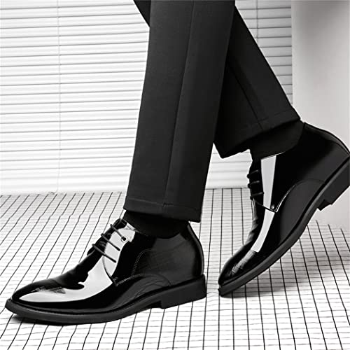 Elevator Shoes for Men Business Oxford Shoes Patent Leather Dress Shoes Lace-Ups Formal Uniform Height Increasing Footwear3
