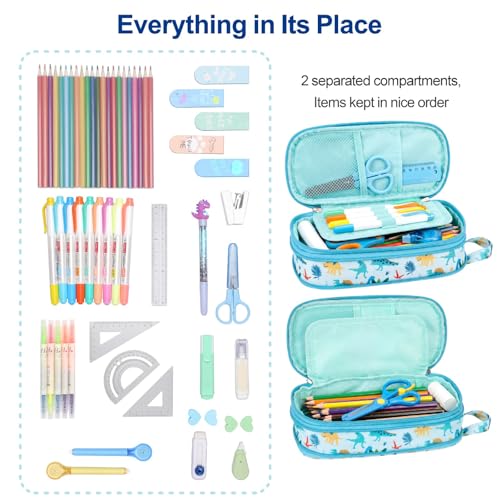 Image of Bagseri Pencil Case for Boys - Expandable Cute Kids Pencil Case | Wide Opening Pencil Pouch Organizer for School Supplies,Cute Kids Pencil Case for Boys, Dark Blue Galaxy
