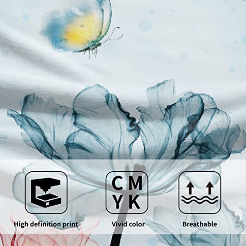 Giwawa Blue Floral Hand Towels Set Of 2 Modern Flower Soft Absorbent Small Decorative Bath Towel Kitchen Dish Guest Towel For Spa Gym Home #TOP2