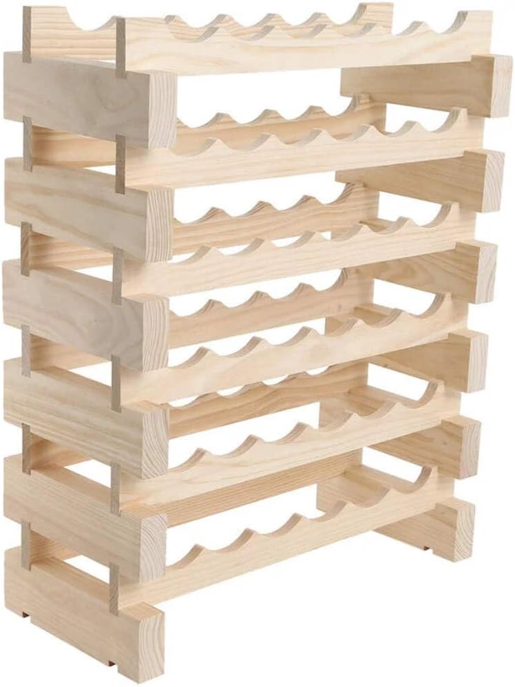 Soporte para 36 Botellas de Vino, Madera de Pino Natural