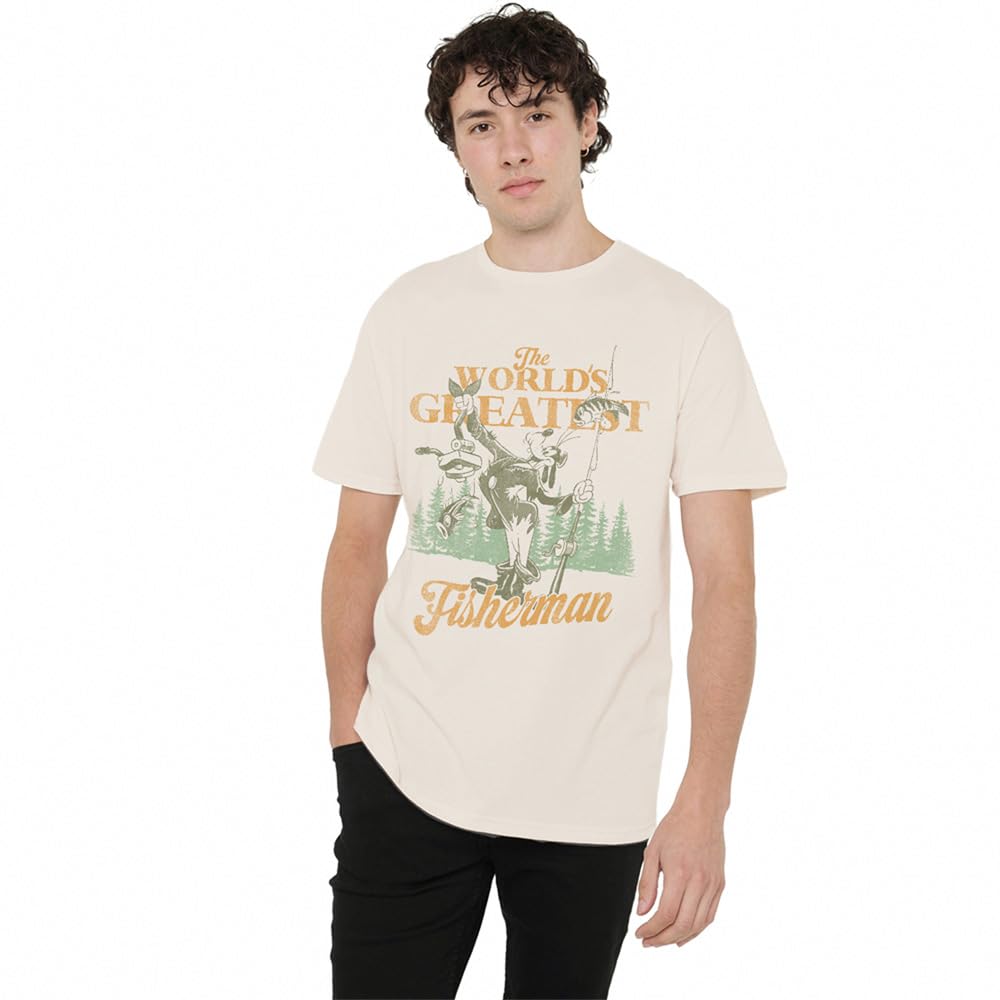 Disney Mickey & Friends Greatest Fisherman Goofy Dad Unisex T Shirt, Natural, Medium