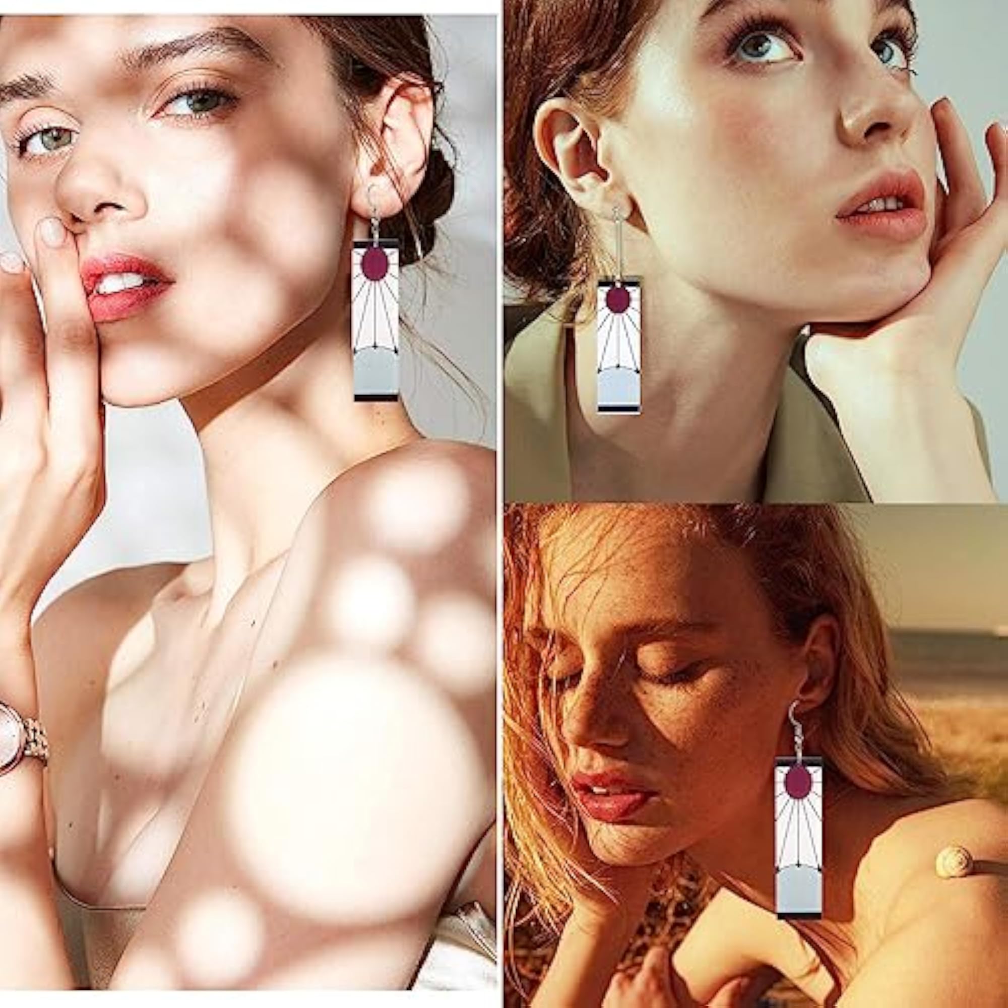 Anime Kamado Tanjiro Hanafuda Drop Dangle Earrings for Women