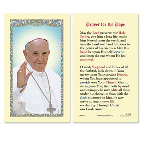 Carte de prière catholique Pape François en carton laminé 11cm