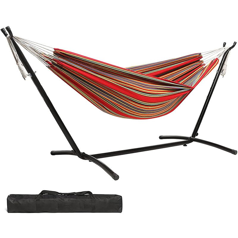 TAPIT 2-in-1 Hammocks Convertible Portable Hammock with Stand Outdoor Camping Hammock with Carry Bag Foldable Camp Hammock for Indoor Garden Yard Patio Outdoor (Red Stripes)