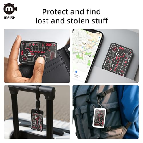 Image of MFish Solar Wallet Tracker Card, Apple MFi Certified, Ultra-Thin 0.07 inch Find My Tracker for Wallet, IP68 Waterproof, Loud Alarm, Solar Powered, Works with Apple Find My (iOS Only) for car, Luggage