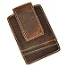 Le'aokuu Mens Genuine Leather Cowhide Magnet Money Clip Credit Case Case Holder Slim Wallet (Dark Brown)