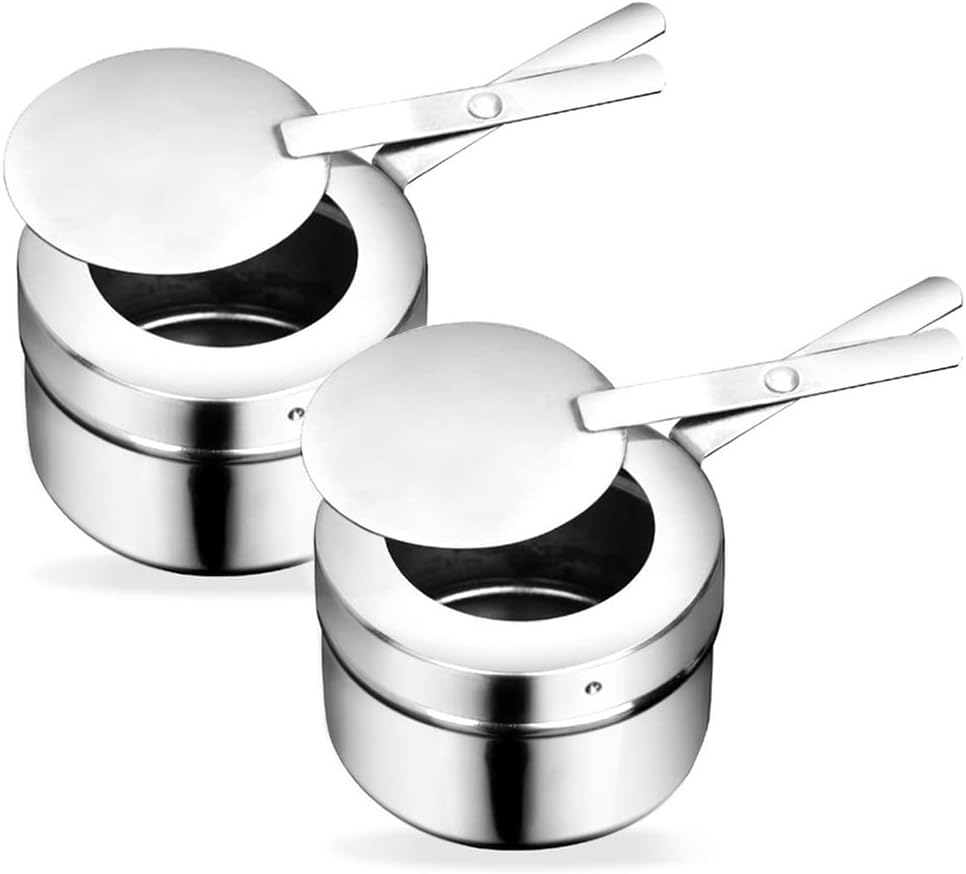 TELANKSFuel Paste Container, Stainless Steel, Pack of 2, Fuel Paste Container for Fondue Food Warmer or Chafing Dish