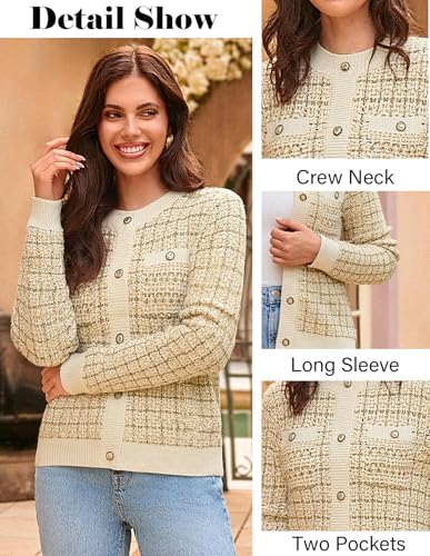Image of GRACE KARIN Women's Fall Cardigan Sweaters Button Knit Jackets | Open Front,Long Sleeve,Crewneck,with Pockets,Cropped,Work,Business,Causal,Lightweight,Fashion,Dressy,Trendy,Outfits,Clothes