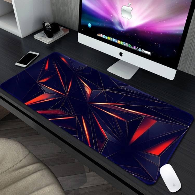 Image of Large Extended Long 700 x 300 mm Mouse Pad for Keyboard & Mouse | Water Resistant Anti Slip Surface Ideal for Office Home and Gaming Setup (3D Geometric Triangle -13)