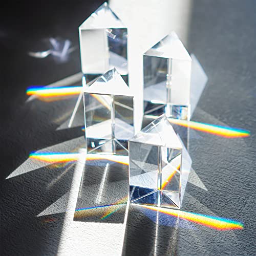 Qfkris 001 4Pcs Clear K9 Crystal Triangular Prism For Photo Rainbow Lights Crystal Optical Prisms Glass Physics Teaching Refracted Light Spectrum Students Presents Gift,50Mm/2Inch thumb #1