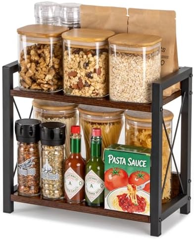 ANBOXIT Coffee Station Organizer, Wooden Kitchen Countertop Organ...