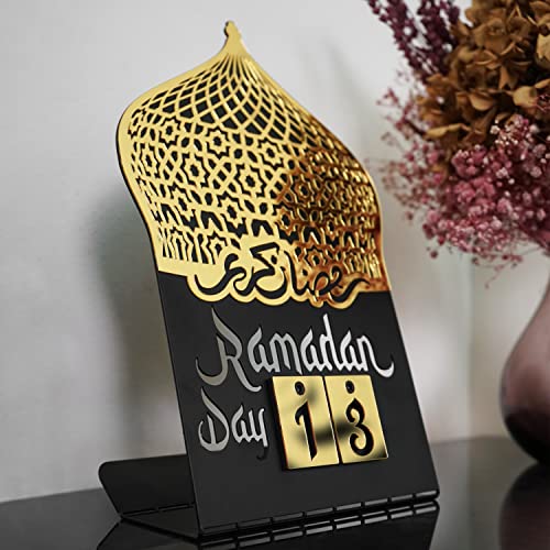 Ramadan Calendar | Days Of Ramadan | Countdown To Eid | Good Deeds Calendar | Ramadan Eid Decoration | Gift For Muslims | Table Decor | (Gold) #TOP7