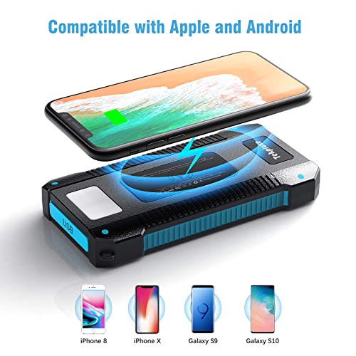 Ssenbono Solar Power Bank 30000 Mah, Wireless Portable Charger Solar Panel External Battery Type-C 5V Dual Usb With Led Flashlight (Waterproof, Dustproof, Shockproof) Compatible With Ios & Android #TOP2