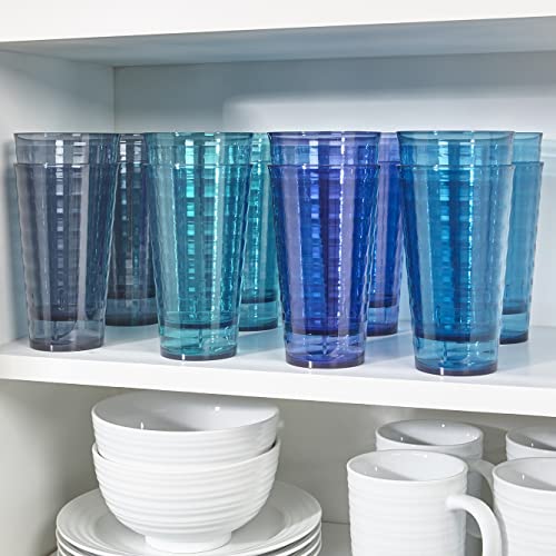Us Acrylic Splash 18 Ounce Plastic Stackable Water Tumblers In 4 Coastal Colors | Value Set Of 16 Drinking Cups | Reusable, Bpa-Free, Made In The Usa, Top-Rack Dishwasher Safe #TOP3