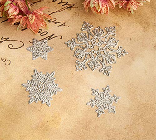 Mvchifay Cutting Dies Christmas Bow Metal Stencils Scrapbooking Tool Diy Carbon Steel Embossing Template For Paper Card Making (Set Of 4 Pcs Snowflake) #TOP1