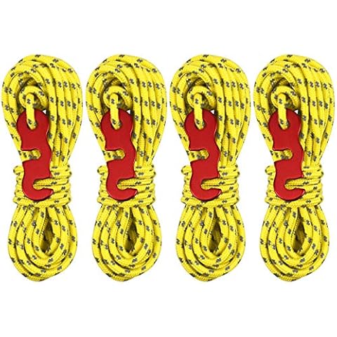 16m Reflektierend Abspannseile Paracord 3mm aus Nylon mit Seilspanner für Camping Outdoor, Kühnes Paracordseil Expanderseil Gummiseil Planenseil Spannseil Plane Allzweckseil Zeltseil Nylonschnur Cover