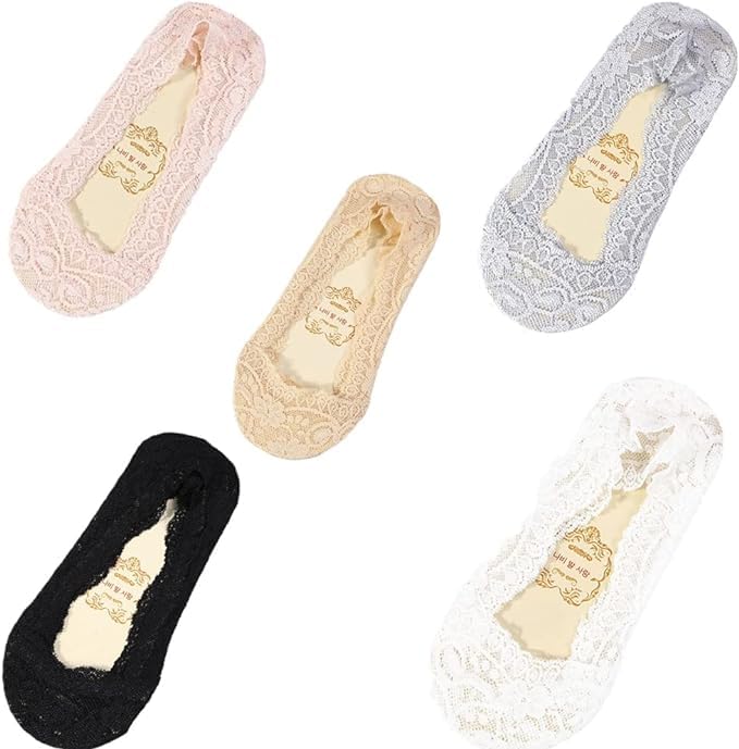 wklouyhe 5 pairs No Show Socks, Ladies Summer Thin Sock Silicone Antiskid Ice Silk Socks, Seamless Invisible Women Boat Socks,Multicolour_Free Size-picture-33