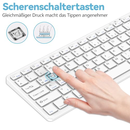 TQQ Kabellose Bluetooth Tastatur, Deutsches Layout QWERTZ, Ultraslim Ergonomisches Design… – Ansicht 6