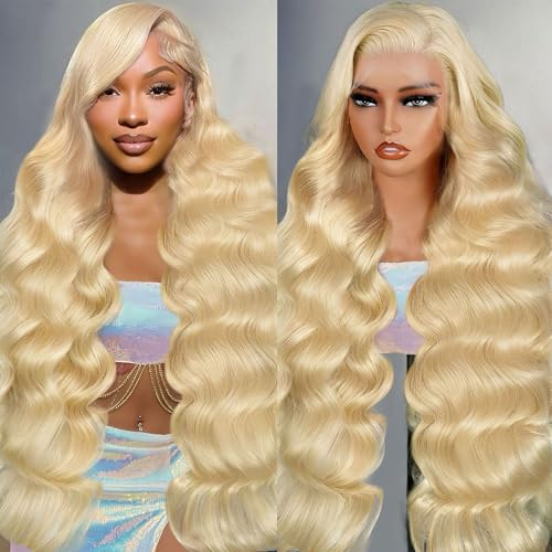 28 Inch 613 13x6 Lace Front Wig Human Hair 200 Density Blonde Wig Human Hair Blonde Body Wave Lace Front Wigs Human Hair Pre Plucked with Baby Hair 13x6 HD Lace Frontal Wigs