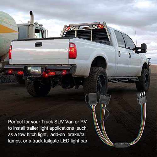 Nilight 4 Way Flat Trailer Y-Splitter Plug and Play Adapter Extension Harness for LED Tailgate Light Bar Trailer Lights,2 Years Warranty by Nilight - Image 8