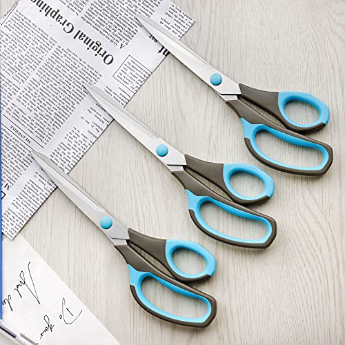 Asdirne Schere, Schere Papier mit Scharfen Edelstahlklingen und Weichen Griffen, Geeignet zum Schneiden von Papier, Pappe, Stoff, etc., Blau/Grau - Image 8