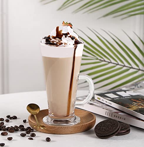Royal Cuisine Glass Coffee Mugs Set of 6 Heat Resistant Glass Cups with Handles for Hot Drinks Stylish Latte Glasses Cappuccino Cups Tea Cups Coffee Glasses & Hot Chocolate Station Use (270ml) - Image 3