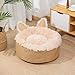 Queta Panier pour animal domestique, lit doux pour chats, lit rond pour chiens, lit en peluche dimensions 50 cm, lit pour animaux de compagnie pour le sommeil et le repos en hiver (jaune)