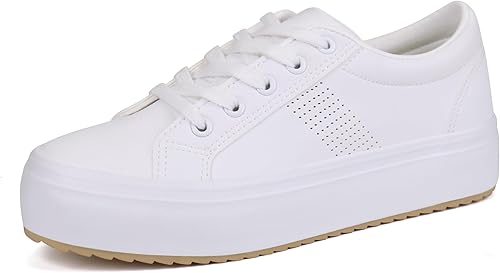 JABASIC Zapatos deportivos de plataforma transpirables con cordones para mujer