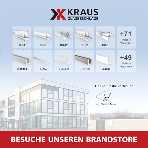 KRAUS Duschdichtung unten 6-8mm Glas 1m - Duschlippe Glastür Transparent – Ansicht 6
