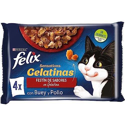 Felix - Sensations Carnes en sabrosas Gelatinas Pack surtido sobres 4 x 100 g - 400 g