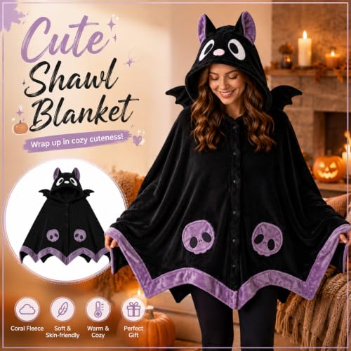 Image of Halloween Animal Hooded Blanket Cape Plush Costume Inspired Wearable
