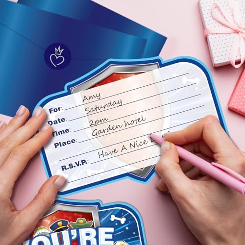 20 Invitaciones de cumpleaños de patas de perro con diseño infantil animal 5