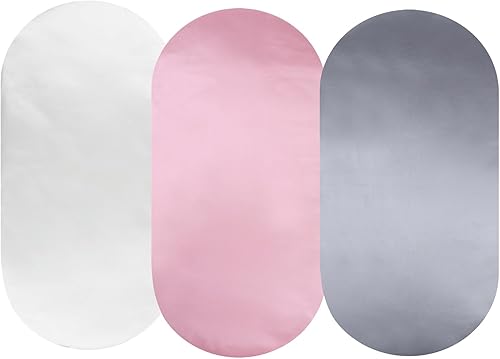 Juego de 3 sábanas de satén para moisés, ideales para cabellos de bebé, suaves y sedosas, cómodas, para colchón rectangular ovalado de reloj de