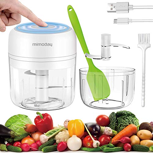 MIMODAY Electric Mini Garlic Chopper, 2PCS Portable Food Slicer and Chopper (250ml&100ml), Powerful Garlic Blender Chopper Food Processor For Ginger Onion Pepper Chili Vegetable Nuts Meat