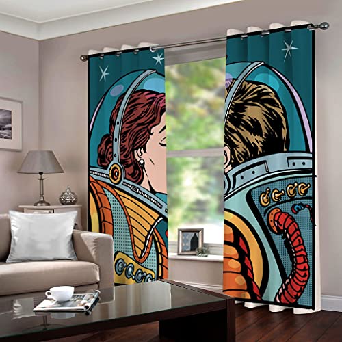 Rideaux occultants à oeillets 140x290 cm bleu plongée pour salon