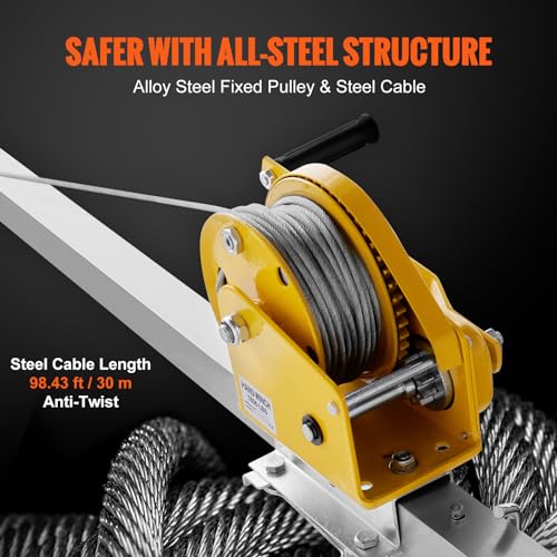 Image of VEVOR Confined Space Tripod Kit, 1800 lbs Winch, Confined Space Tripod 7' Legs and 98' Cable, Confined Space Rescue Tripod 32.8' Fall Protection, Harness, Storage Bag for Traditional Confined Spaces