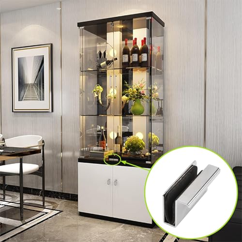 Image of 20Pcs Glass Finger Edge Pull Cabinet Finger Pull Handle Glass Door Clips Cabinet Latch Clamp Concealed Handle for Display Glasscase Door (Silver)
