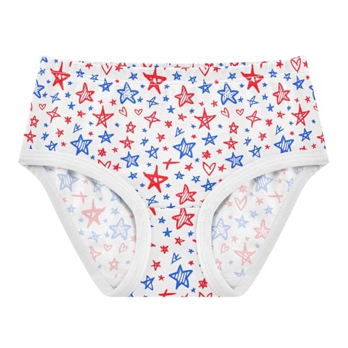 Joisal Stylish Girls Underwear Toddler 2t Cotton Girl Panties Cute Blue Red Stars Briefs Girls Undies - Main Image