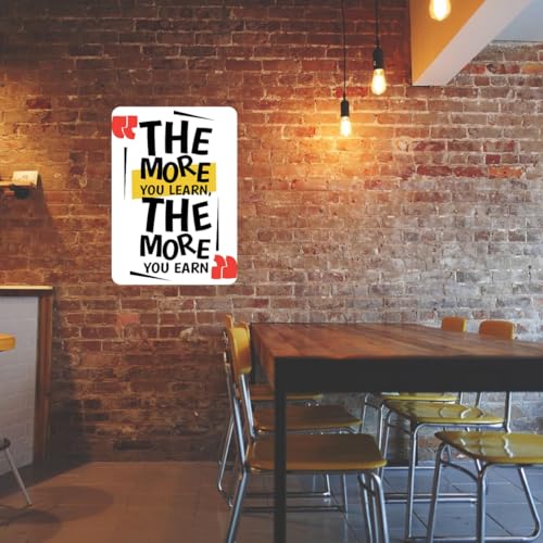 Image of Zesta Bathroom Decor Items Washroom Decor Tin Sign | Aesthetic Posters Wall Poster for Bedroom | Magnetic Cafe Decoration Items / Restaurant Decorations Items | Quirky Home Decor Bar Accent (Learn and Earn)