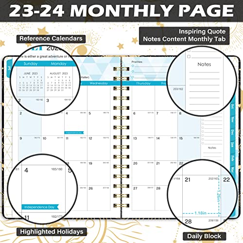 Planner 2023-2024 - Academic Planner 2023-2024, Jul 2023 - Jun 2024, 2023-2024 Planner Weekly And Monthly With Tabs, 6.1" X 8.7", Hardcover With Back Pocket + Thick Paper + Twin-Wire Binding, Daily Organizer - Black #TOP2