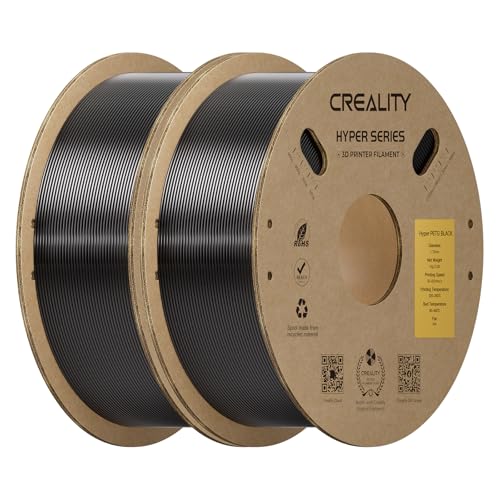 Image of Creality Hyper PETG Filament 1.75mm Bundle 2KG, High-Speed PETG for 30-600mm /s Printing, Low Stringing, Strong Layer Adhesion, + /- 0.03mm Accuracy,Fits for Most FDM 3D Printers(Black 2-Pack)