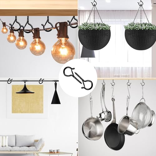 NEZUIBAN Screw Hooks for Outdoor String Lights,20PCS,Black