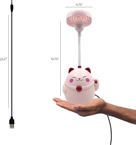 Miniatura 5 de Bonito ventilador de mesa rosa de animales USB-C, divertidos accesorios de escritorio de oficina, ventiladores de escritorio pequeños y silenciosos,