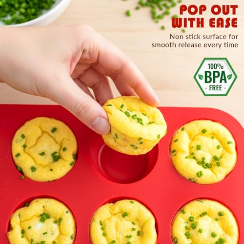 Image of HKNMTT 2Pcs Silicone Muffin Pans for Baking 12Cups BPA-Free Egg Bites Mold