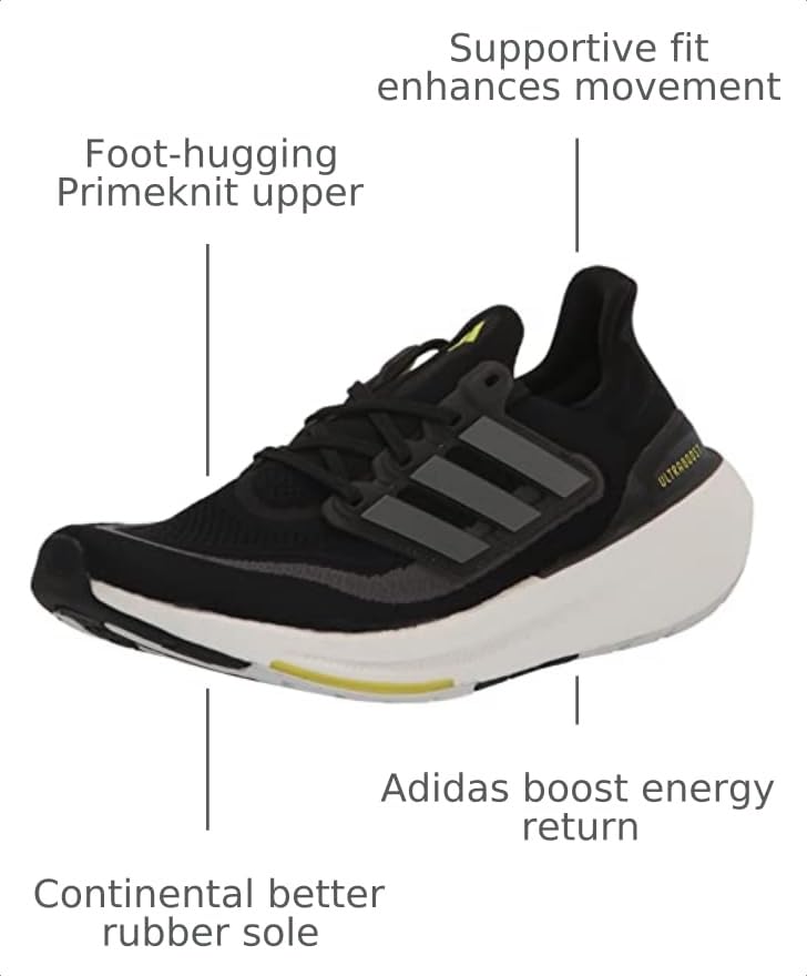 Image of adidas Womens Ultraboost Ultra Boost Light Running Sneakers Shoes - Black