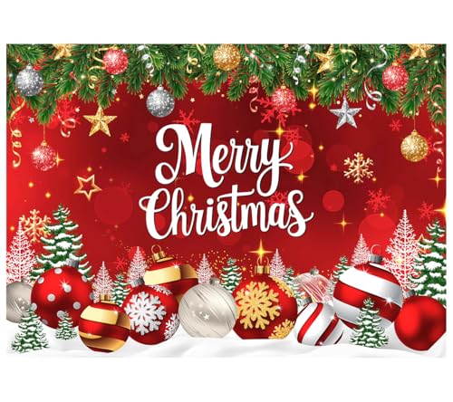 AIIKES 7x5ft Merry Christmas Backdrop Red Christmas Bell Party Decoration Backdrop XY207