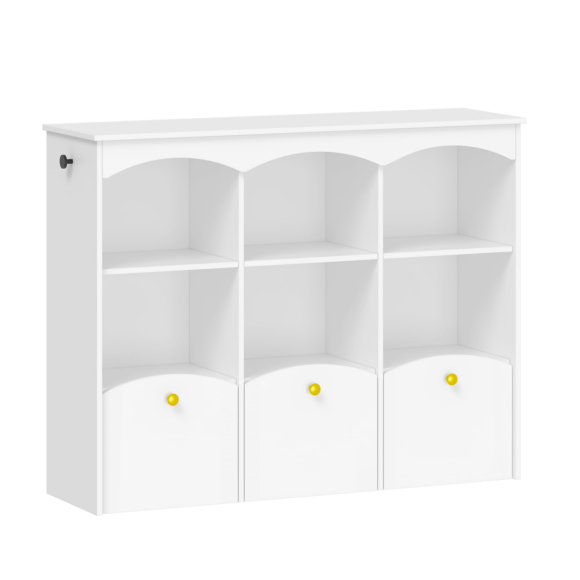 Hzuaneri Kinderregal 103 cm Breite, Kinderzimmer Möbel Weiß | Kinderregal mit 3 Rollboxen, 6 offene Fächer, Spielzeug Aufbewahrung, für Kinderzimmer Wohnzimmer, 30 x 103 x 80 cm, KB33303X