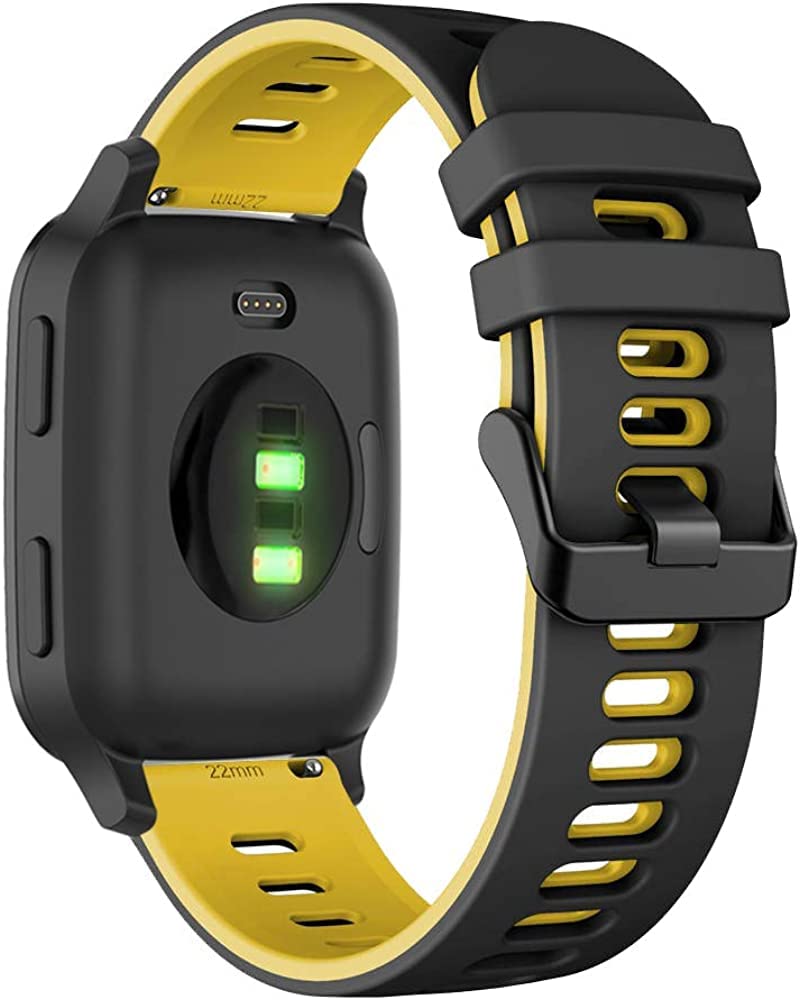 Fleshy Leaf Silicone 20MM Replacemen Bands Compatible with Amazfit GTS/GTS2/ GTS 3/GTS 2e/GTS 2 mini/GTS 4 mini/Bip U Pro/Bip/Bip Lite/Bip S/Bip S lite/Bip U/Bip 3/Bip 3 Pro Black Yellow